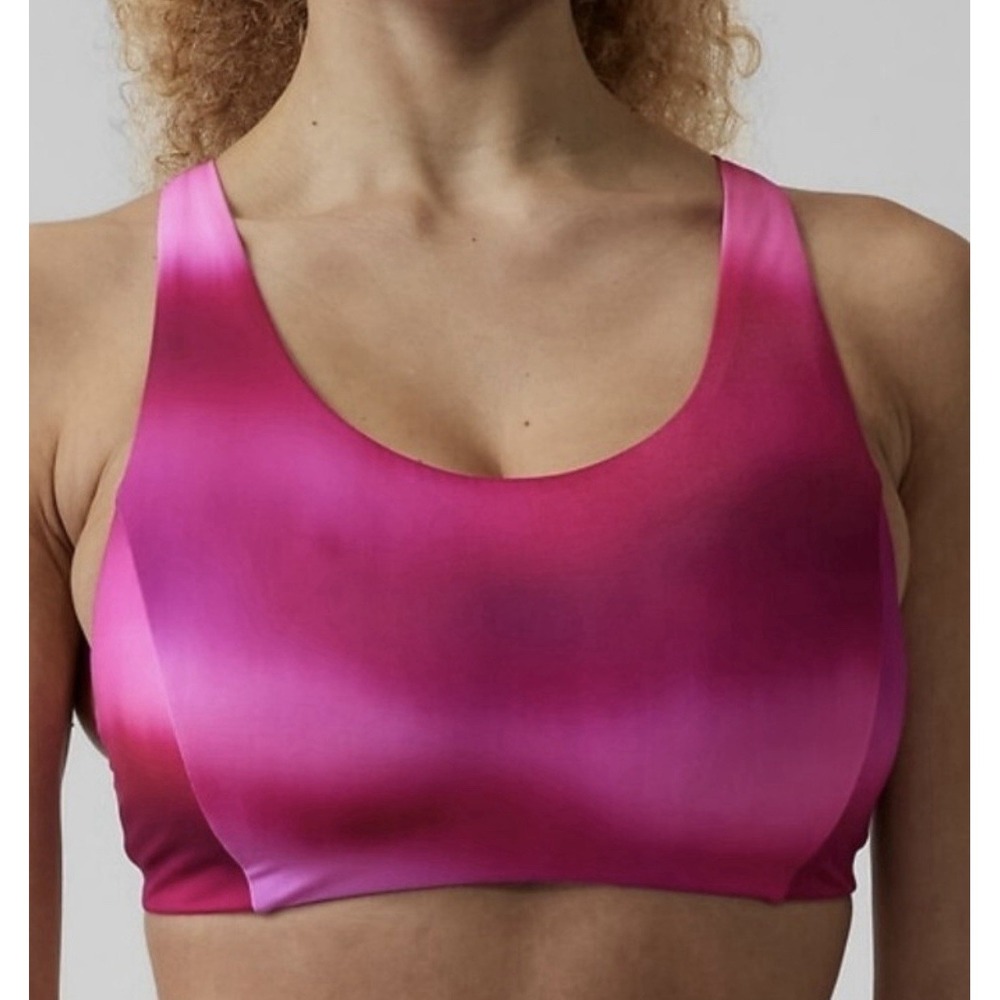Athleta Sports Bra Womens Medium Pink Purple Ombre Excellent Y-Back‎ Strappy